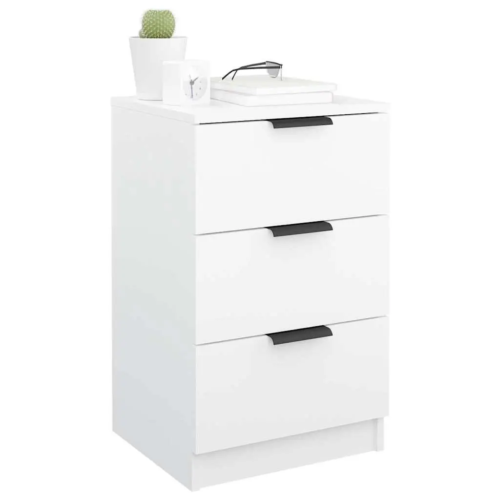Bedside Cabinet White Bedroom Storage Nightstand Drawers Furniture 40x36x65cm