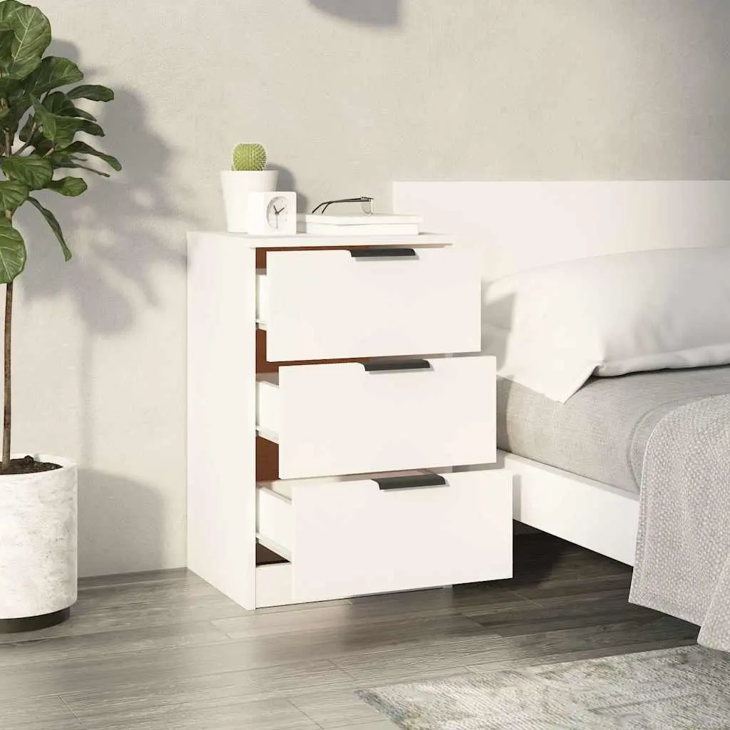 Bedside Cabinet White Bedroom Storage Nightstand Drawers Furniture 40x36x65cm