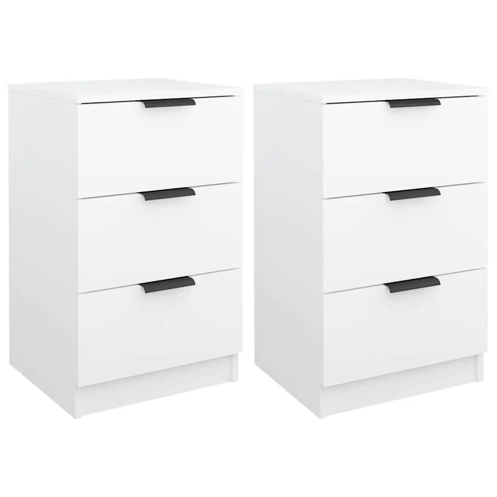 Bedside Cabinets 2 pcs White Bedroom Storage Drawers Nightstand 40x36x65 cm