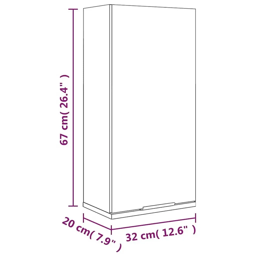 Wall-Mounted Bathroom Cabinet White One-Door Storage Unit 32x20x67cm