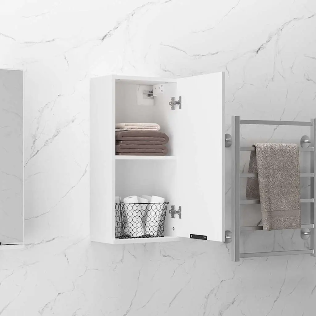 Wall-Mounted Bathroom Cabinet White One-Door Storage Unit 32x20x67cm