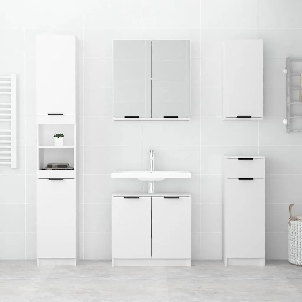 Bathroom Cabinet White Storage Unit Engineered Wood 32x34x188.5cm