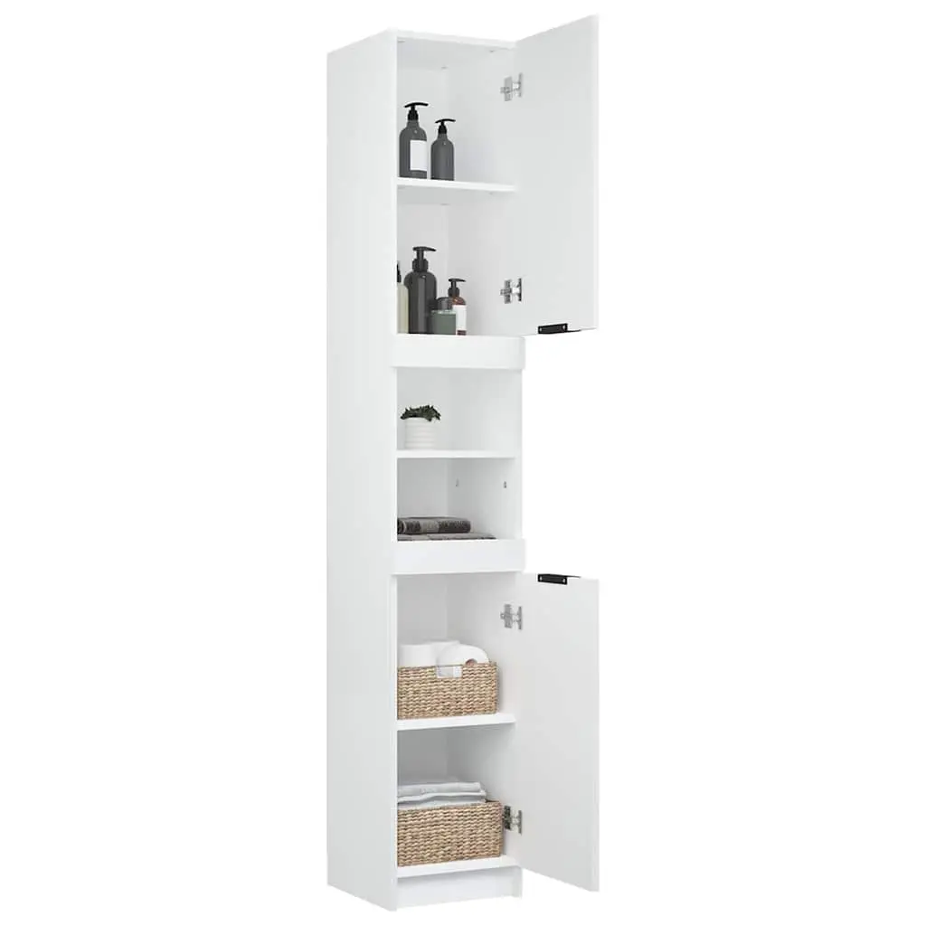 Bathroom Cabinet White Storage Unit Engineered Wood 32x34x188.5cm