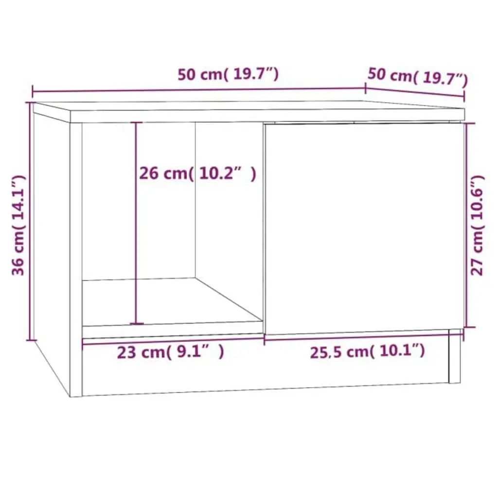 Coffee Table White Engineered Wood 50W x 50D x 36H cm