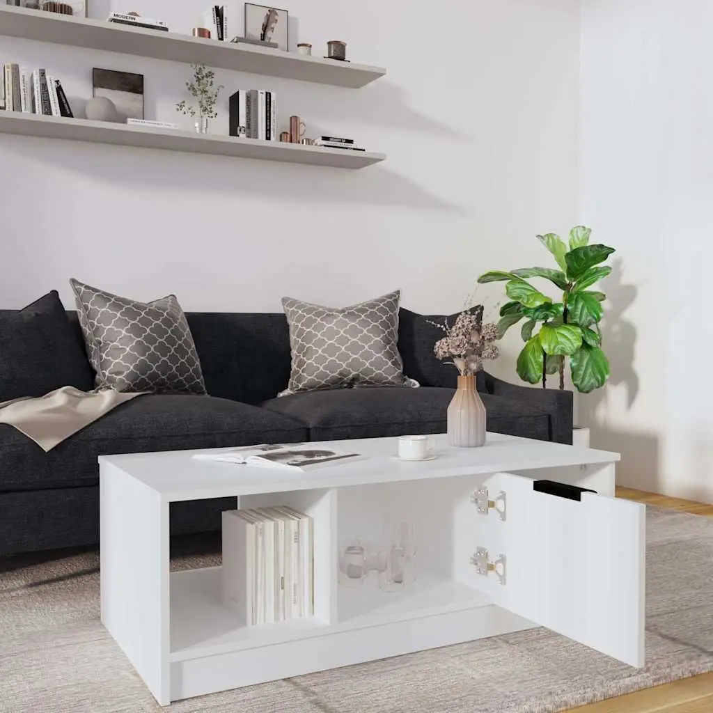 Coffee Table with Storage Compartments White 102 x 50 x 36 cm