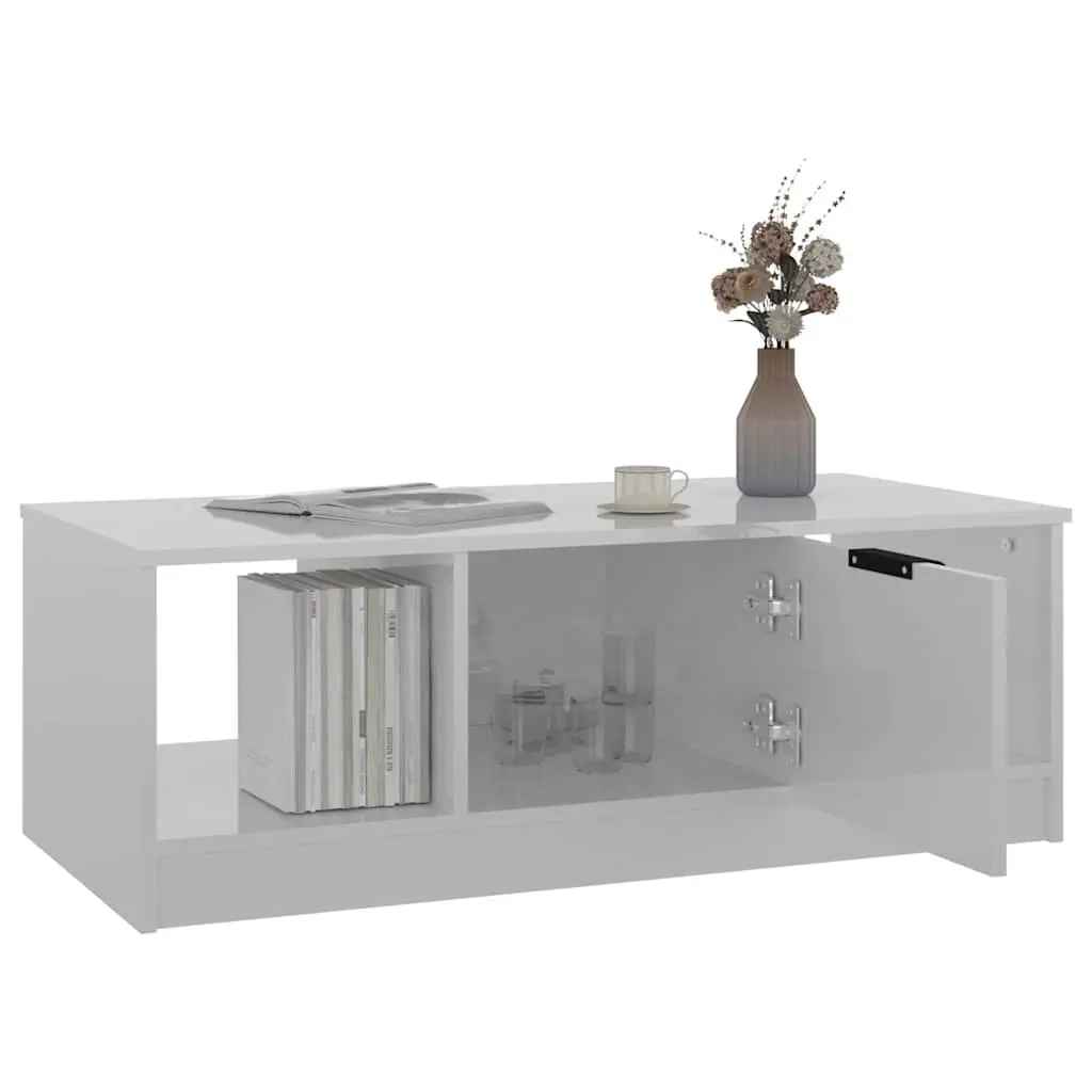 Coffee Table High Gloss White Modern Living Room Furniture Storage Compartments
