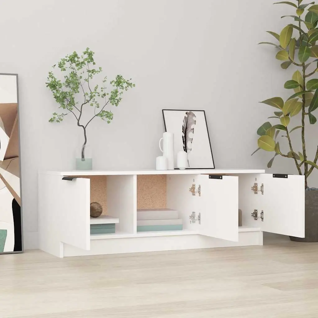 TV Cabinet White Engineered Wood 102x35x36.5 cm Media Storage Unit