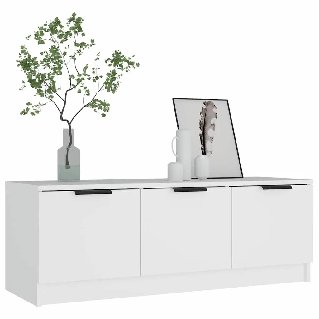 TV Cabinet White Engineered Wood 102x35x36.5 cm Media Storage Unit