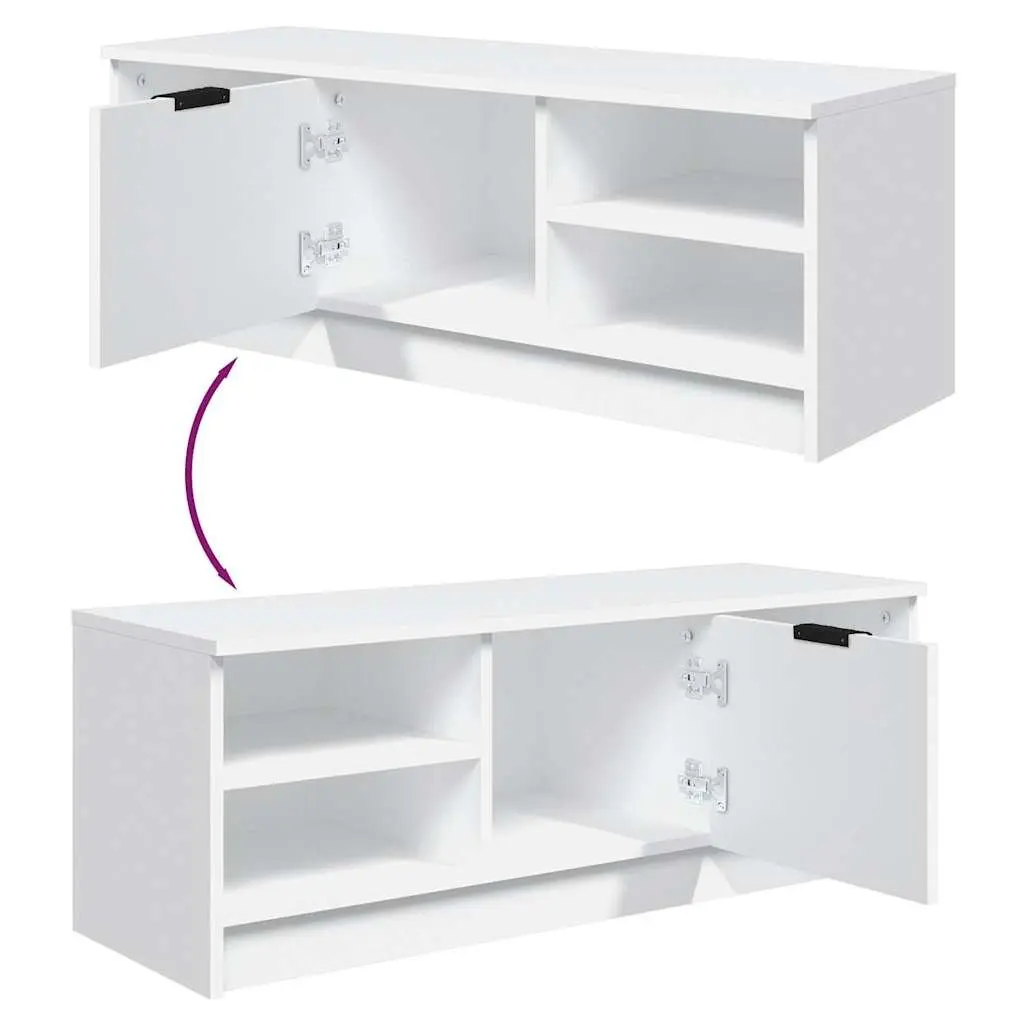TV Cabinet White Engineered Wood Storage Unit 102 x 35.5 x 36.5 cm