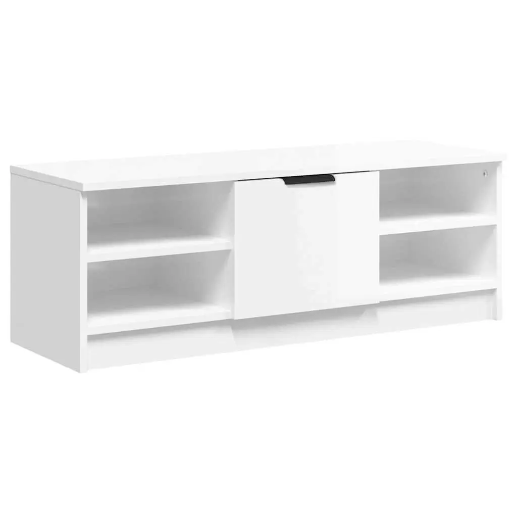 TV Cabinet High Gloss White Engineered Wood Storage Unit 102 x 35.5 x 36.5 cm