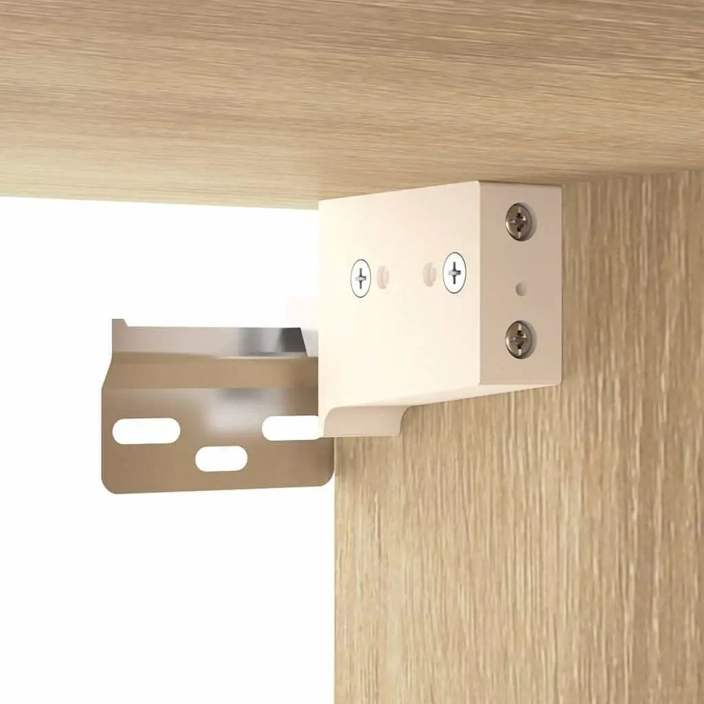Wall-Mounted Bedside Cabinet Floating Storage Organiser Brown Oak 34x30x20cm