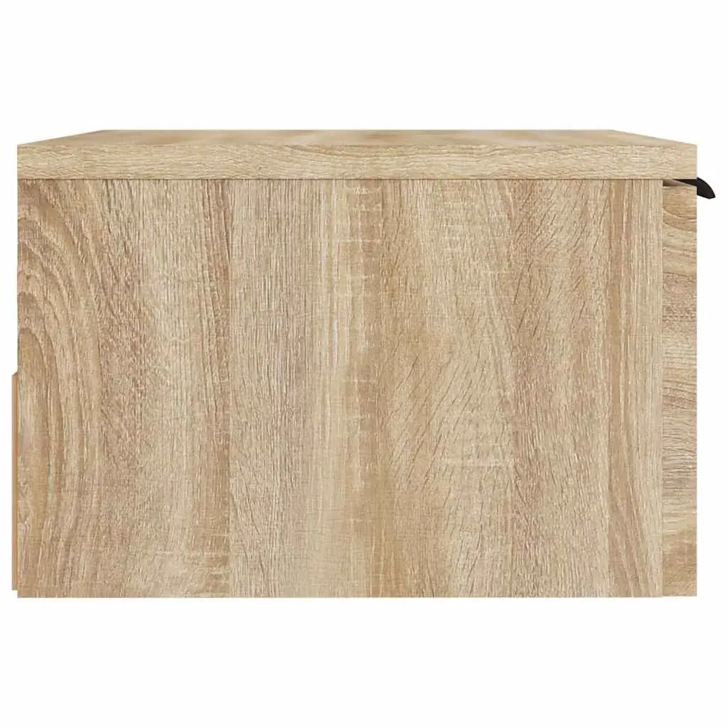 Wall-Mounted Bedside Cabinet Floating Storage Organiser Brown Oak 34x30x20cm