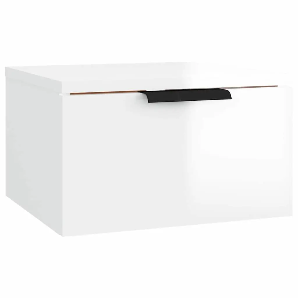 Wall-mounted Bedside Cabinets 2 pcs White Floating Storage Shelf Organiser
