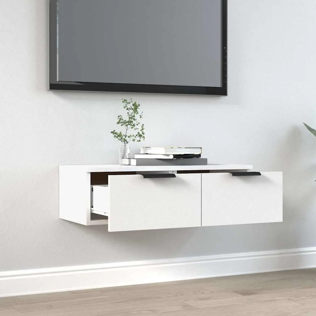 Wall Cabinet Storage White Engineered Wood 68x30x20 cm Floating Shelf Organiser