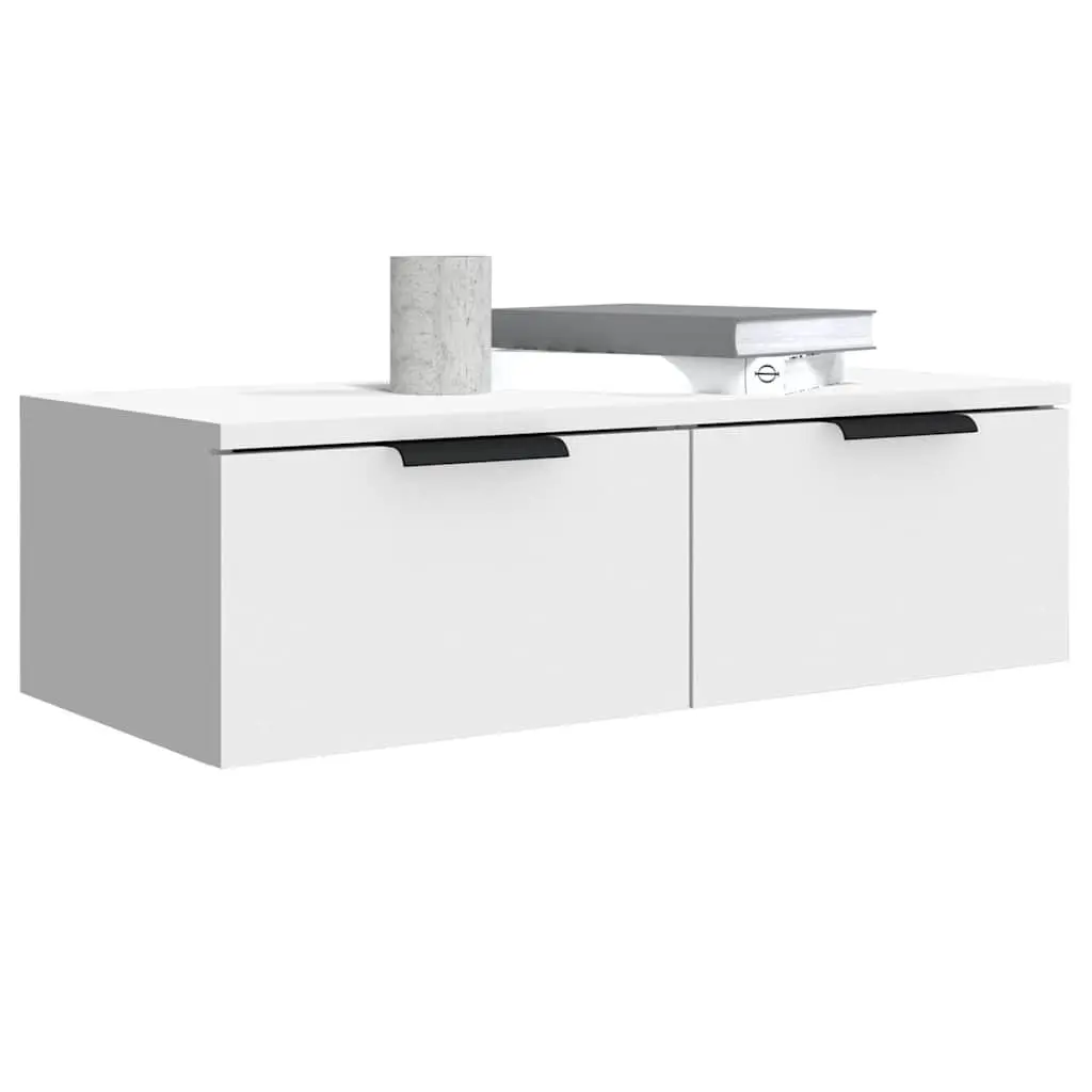 Wall Cabinet Storage White Engineered Wood 68x30x20 cm Floating Shelf Organiser