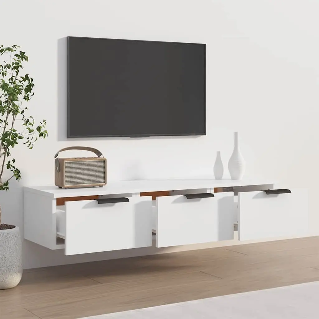Wall Cabinet White Floating Storage Engineered Wood Shelf 102cm