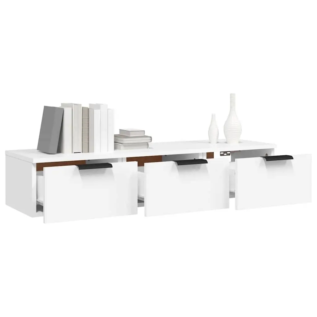 Wall Cabinet White Floating Storage Engineered Wood Shelf 102cm