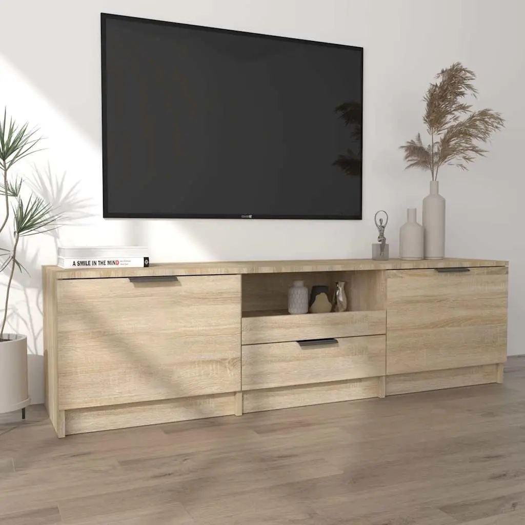 TV Cabinet Sonoma Oak 140cm Brown Engineered Wood Storage Unit