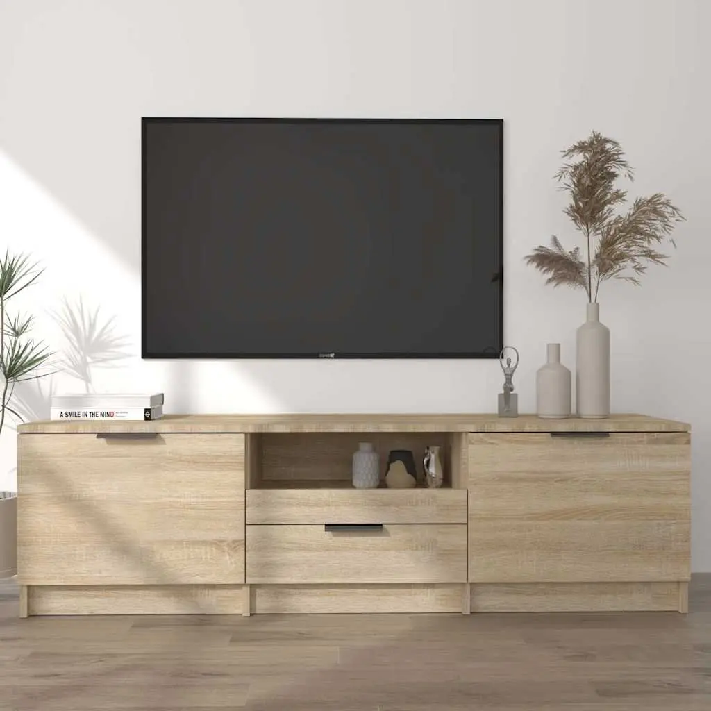 TV Cabinet Sonoma Oak 140cm Brown Engineered Wood Storage Unit