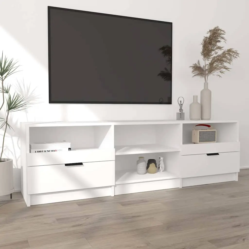 TV Cabinet White Engineered Wood Media Storage Unit 150 x 33.5 x 45 cm