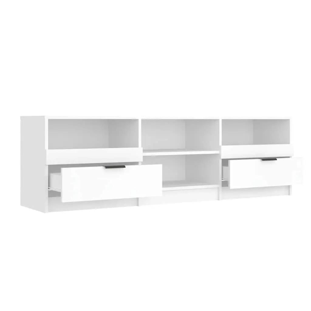 TV Cabinet White Engineered Wood Media Storage Unit 150 x 33.5 x 45 cm