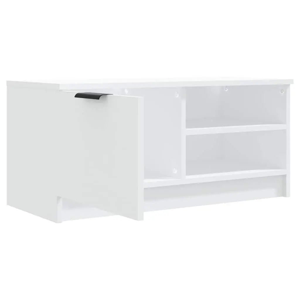 TV Cabinet White Storage Unit with Shelves and Compartment 80 x 35 x 36.5 cm