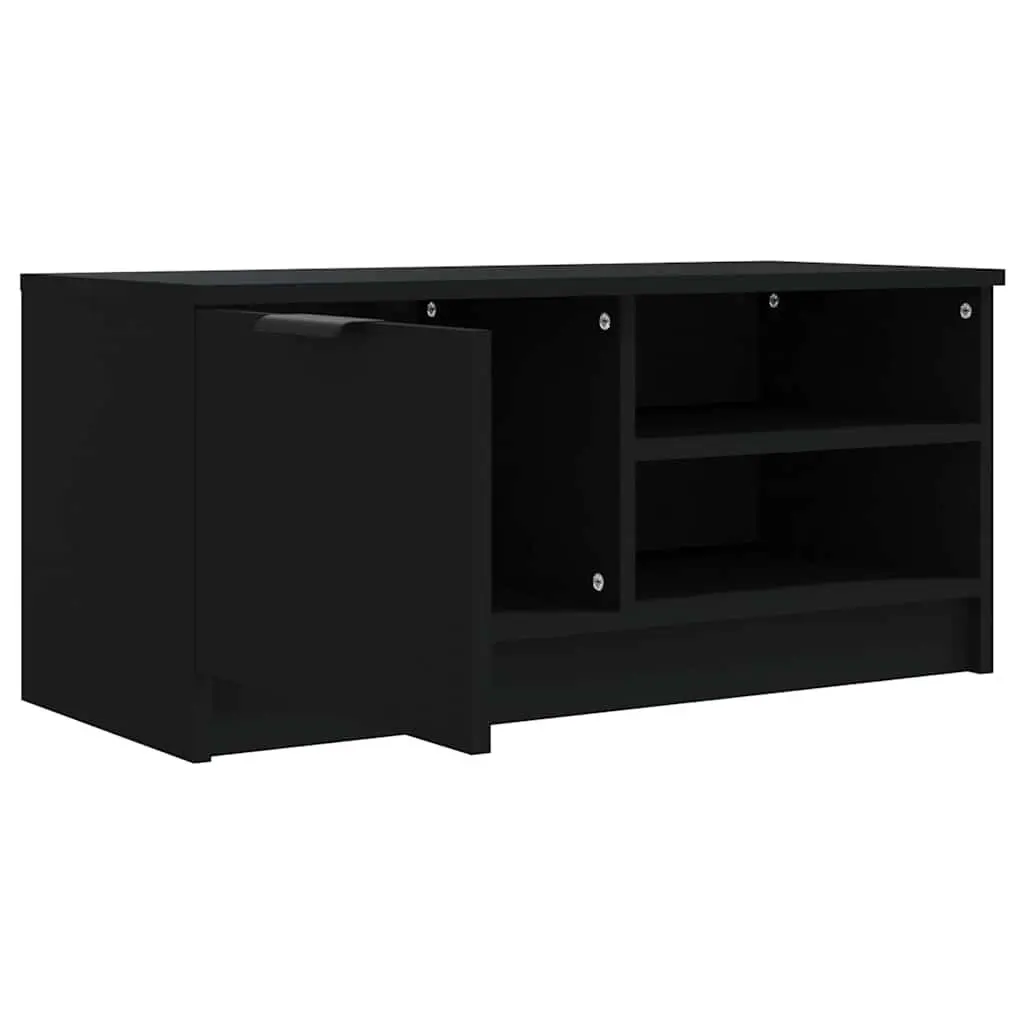 TV Cabinets 2 pcs Black Engineered Wood Storage Unit Media Stand Shelves