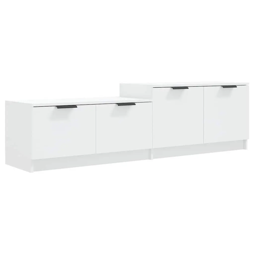TV Cabinet White Engineered Wood Storage Unit with Doors and Compartments 1585 x 360 x 450 mm