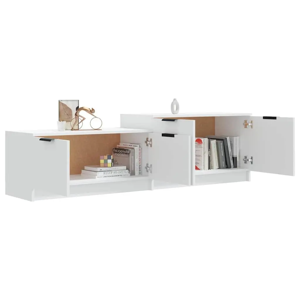 TV Cabinet White Engineered Wood Storage Unit with Doors and Compartments 1585 x 360 x 450 mm