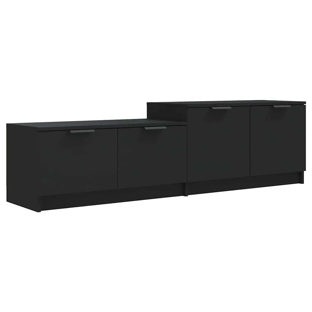 TV Cabinet Black Storage Unit with Doors and Compartments 158.5 x 36 x 45 cm