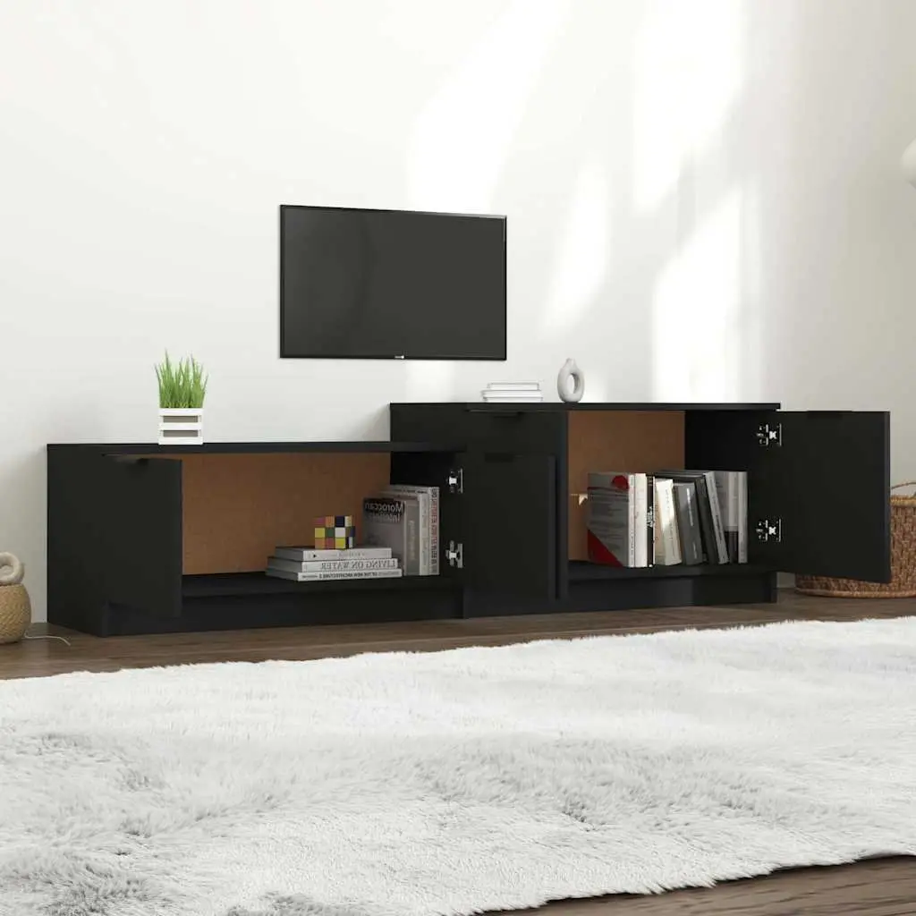 TV Cabinet Black Storage Unit with Doors and Compartments 158.5 x 36 x 45 cm