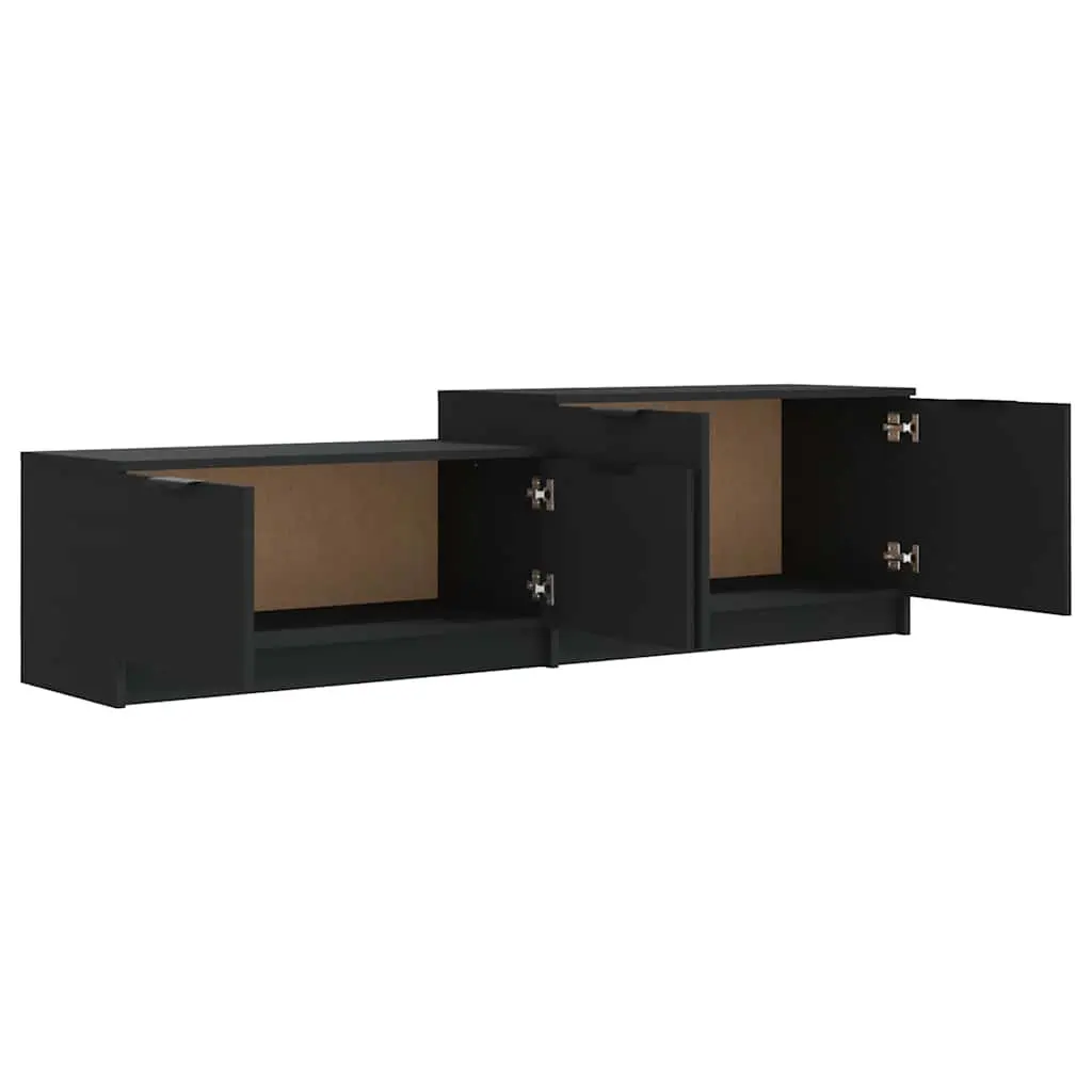 TV Cabinet Black Storage Unit with Doors and Compartments 158.5 x 36 x 45 cm
