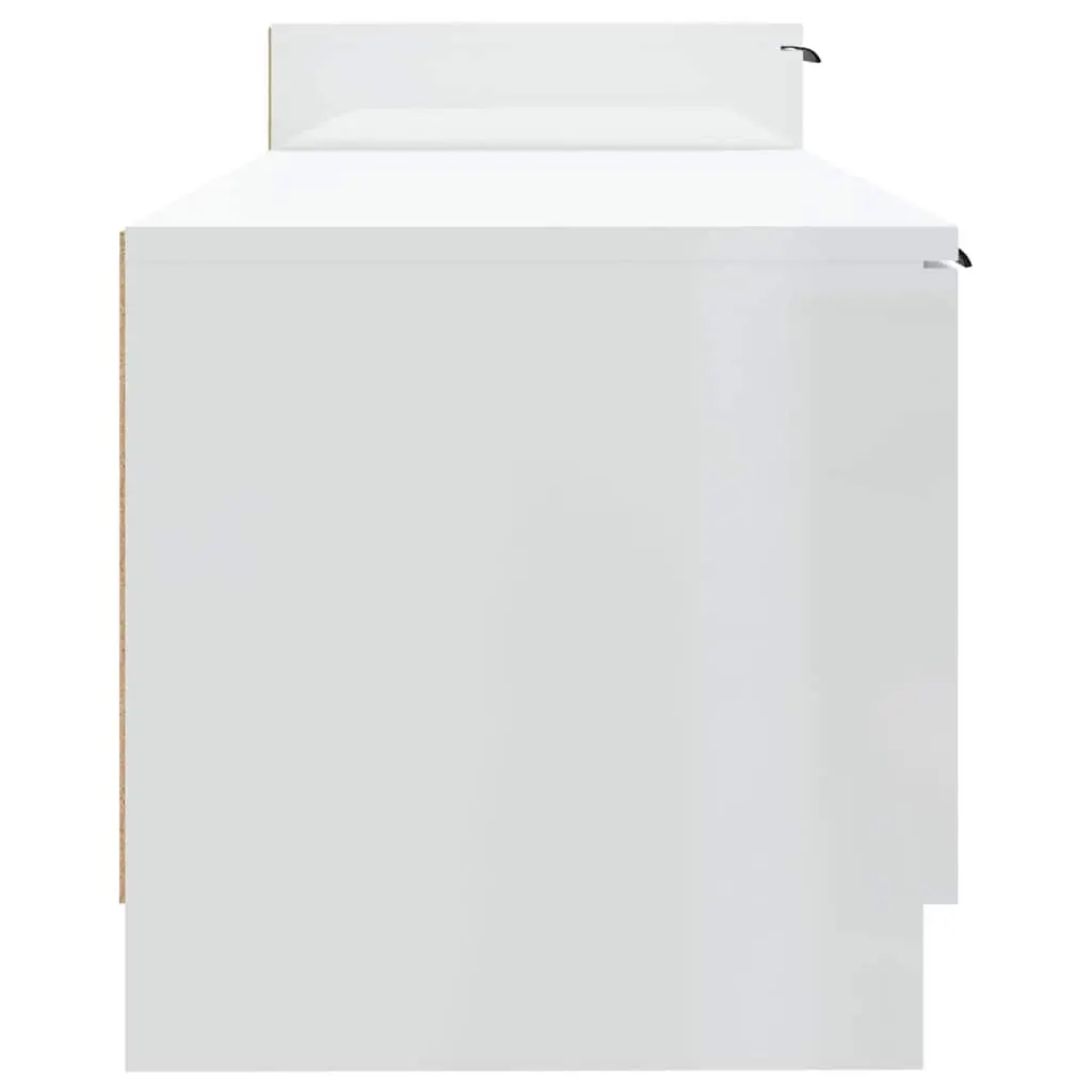 TV Cabinet White High Gloss Modern Storage Unit with Doors Compartments Media