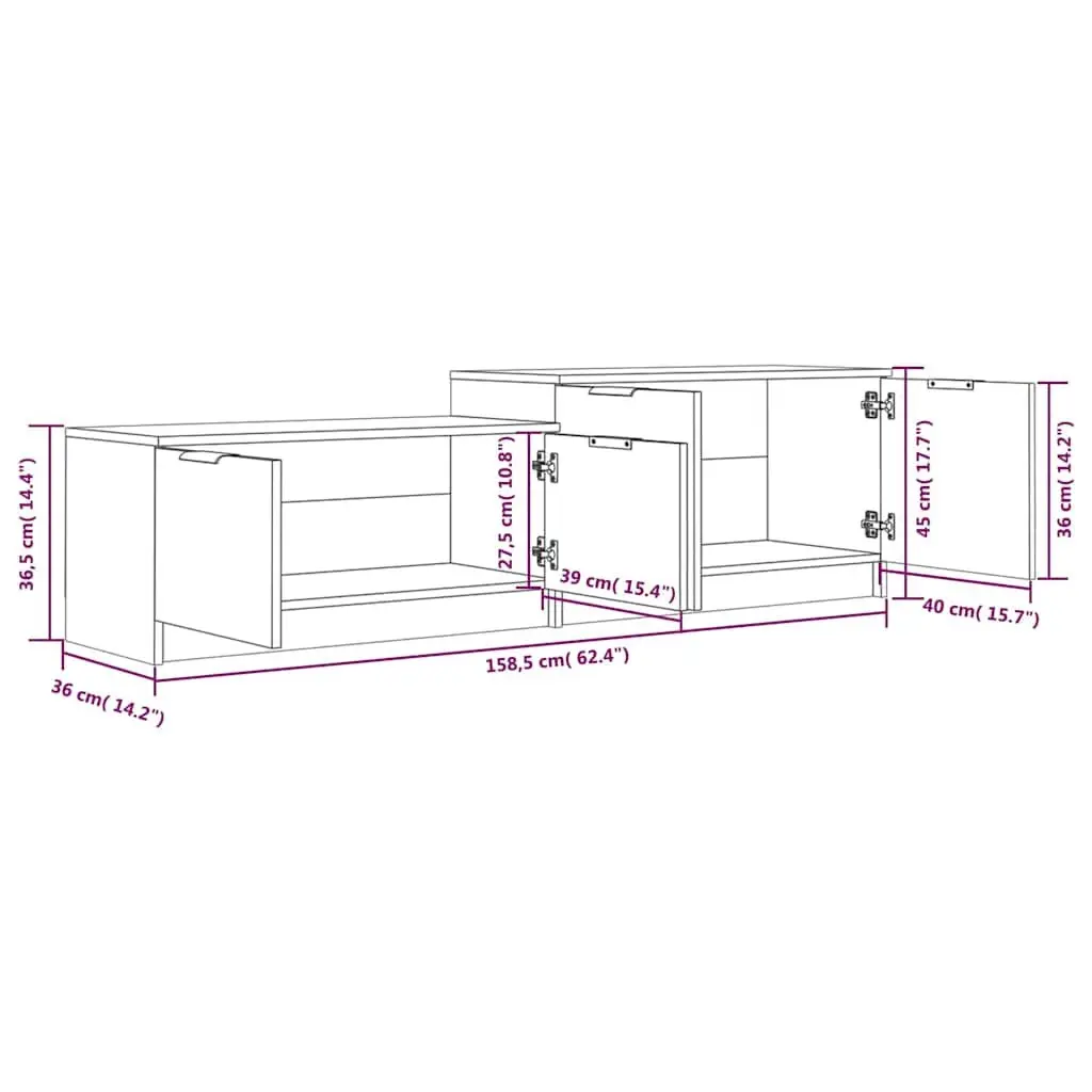 TV Cabinet White High Gloss Modern Storage Unit with Doors Compartments Media
