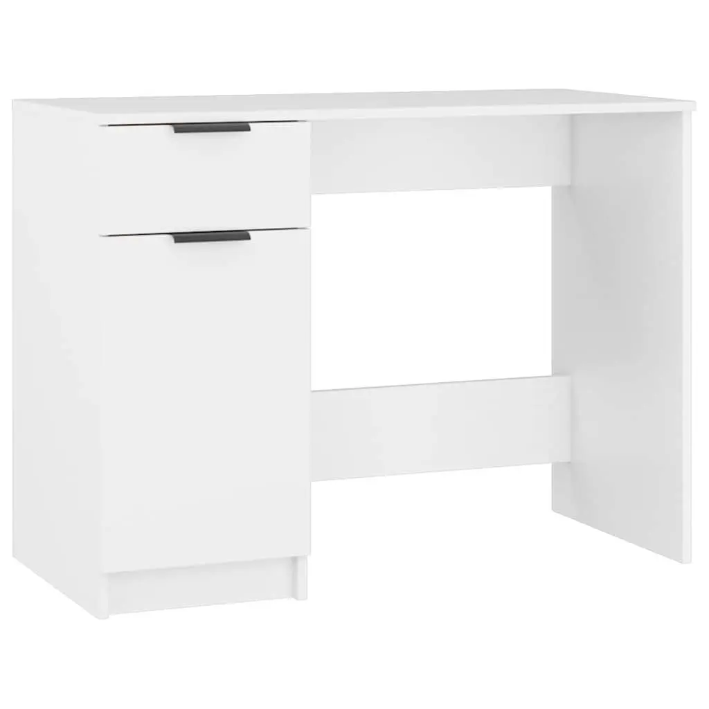 White Computer Desk 100x50x75cm Home Office Workstation Storage Drawers
