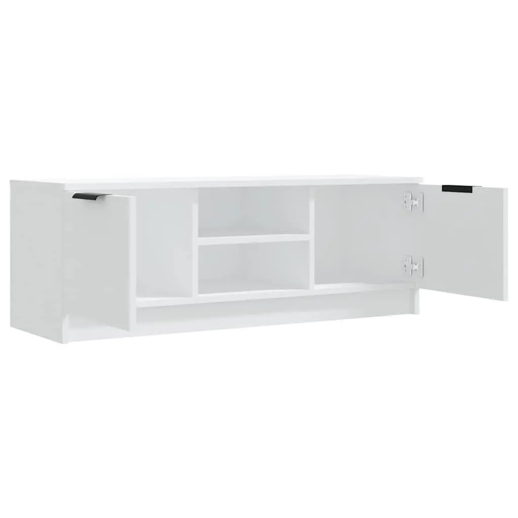 TV Cabinet White Engineered Wood 102x35x36.5 cm Storage Unit with Open Closed Compartments