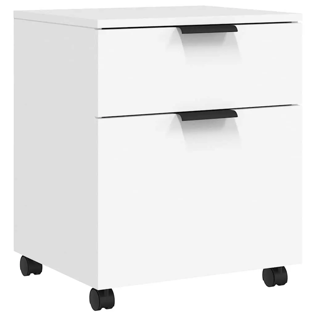 Mobile File Cabinet White Organizer with Wheels 45x38x54cm
