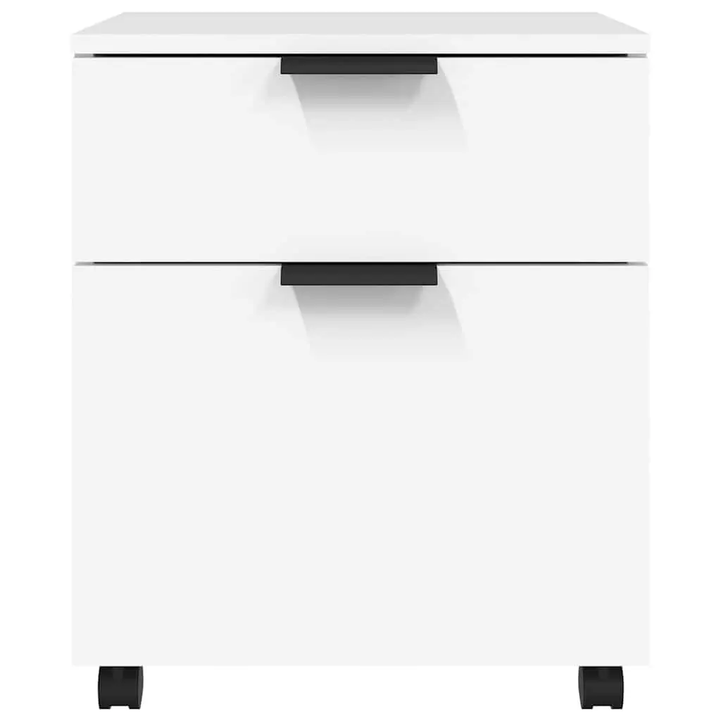 Mobile File Cabinet White Organizer with Wheels 45x38x54cm