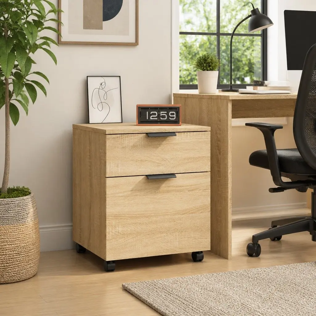 Brown Mobile File Cabinet with Wheels