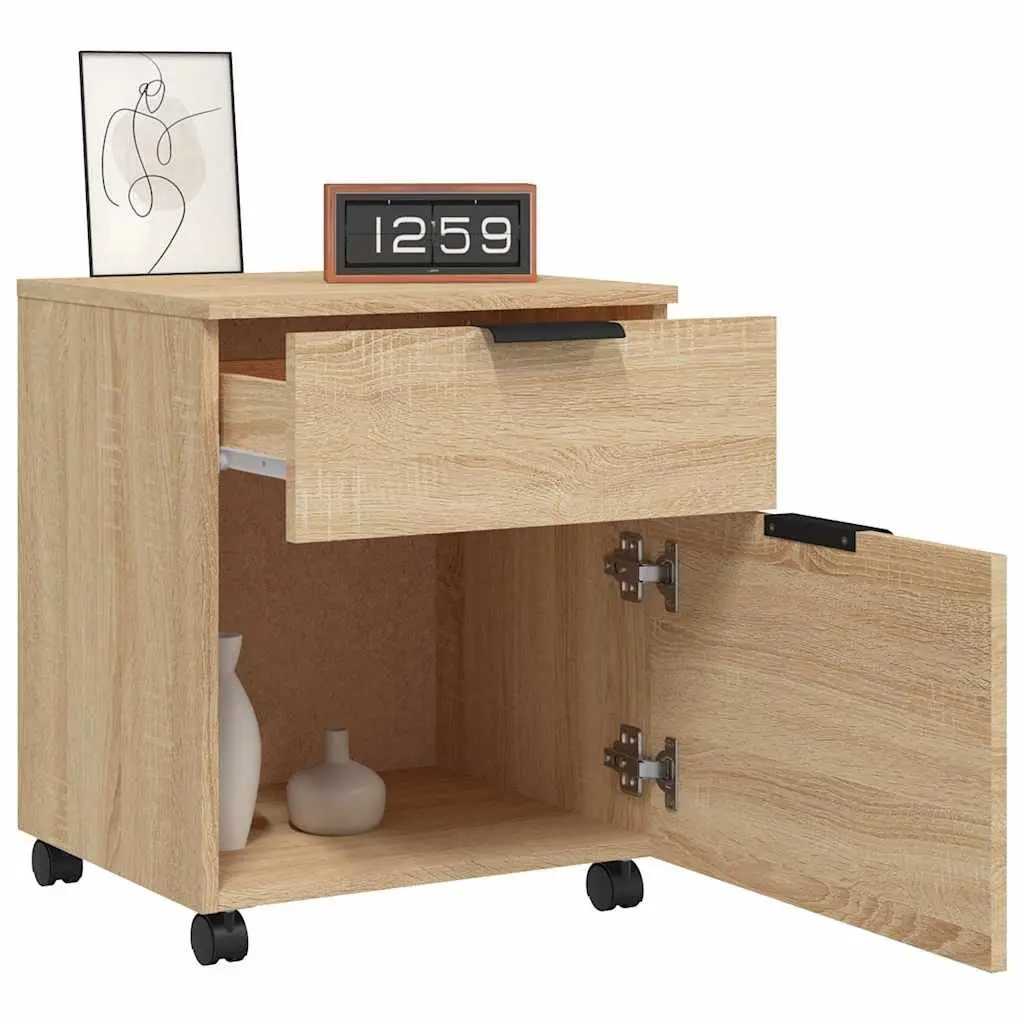 Brown Mobile File Cabinet with Wheels