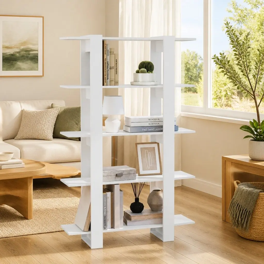 Book Cabinet Room Divider White Shelving Unit 100x30x160cm Storage Organizer