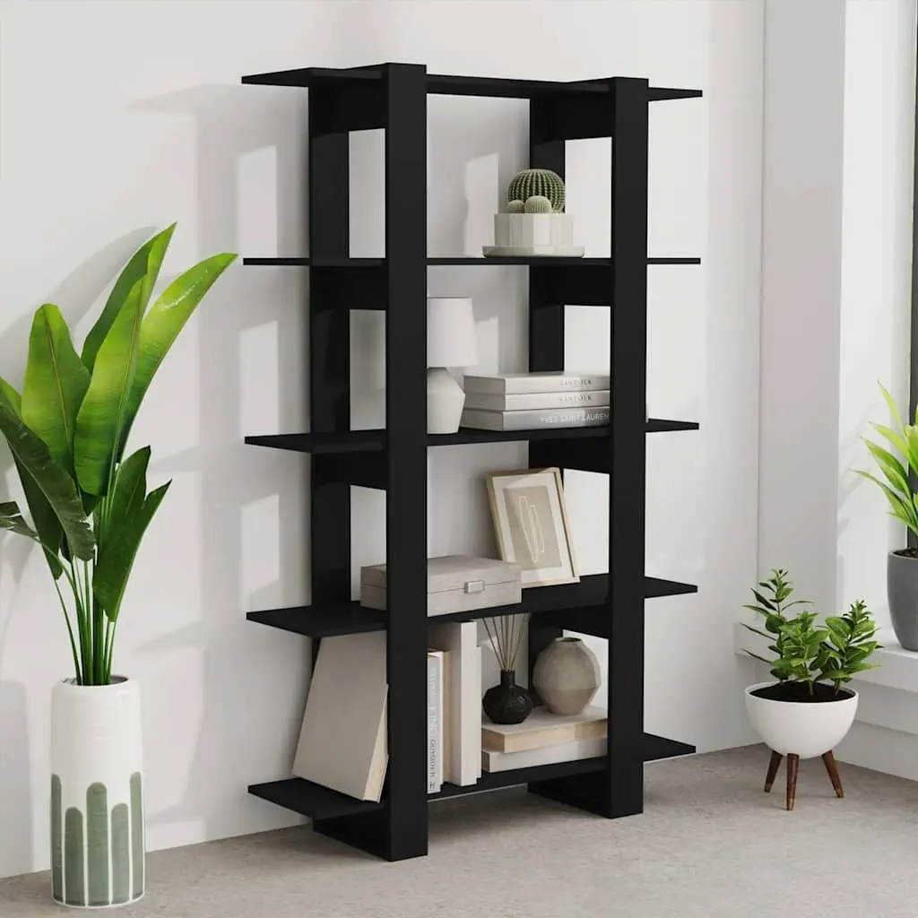 Black Book Cabinet Room Divider Bookshelf Storage Shelving Unit 100x30x160cm