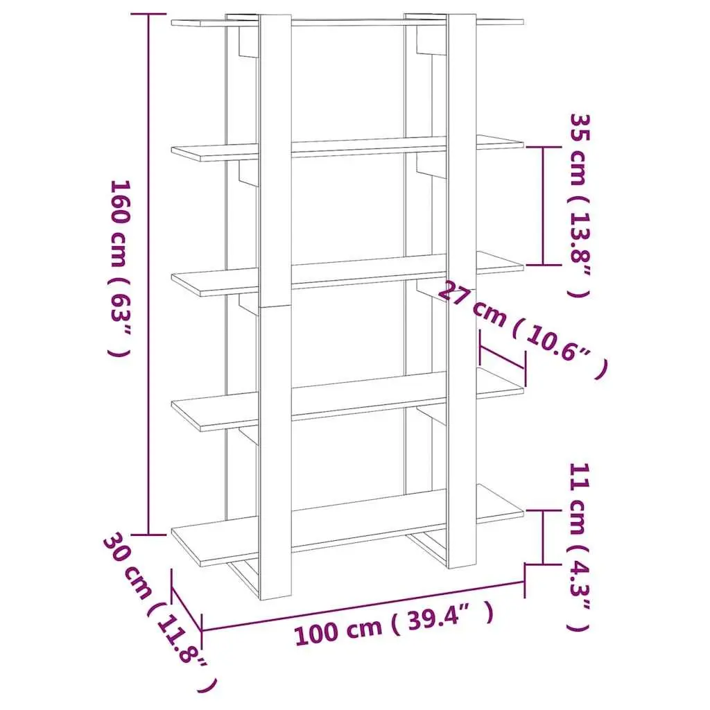 High Gloss White Book Cabinet Room Divider Bookshelf 100x30x160cm