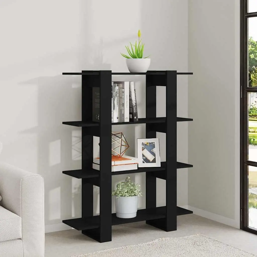 Black Book Cabinet Standing Shelf Storage Organiser Room Divider 100cm x 30cm x 123.5cm