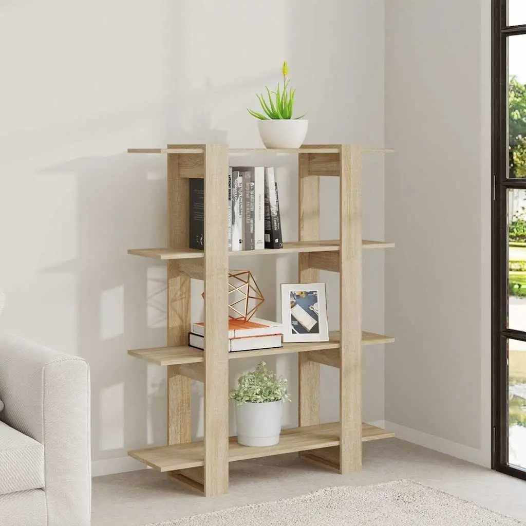 Book Cabinet Room Divider Storage Unit Sonoma Oak Brown 100W x 30D x 123.5H cm