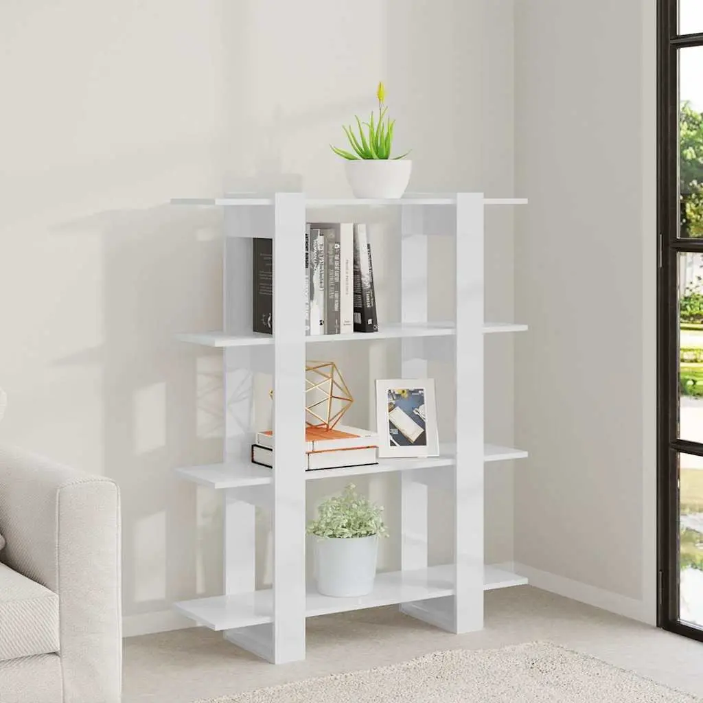 Book Cabinet Room Divider High Gloss White 100 x 30 x 123.5 cm