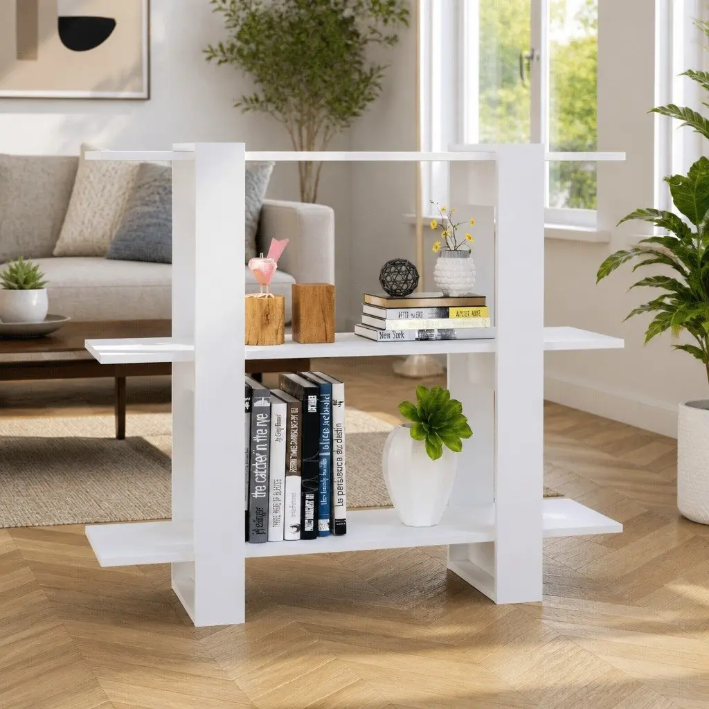 White Book Cabinet Room Divider Shelving Unit 100 x 30 x 87 cm