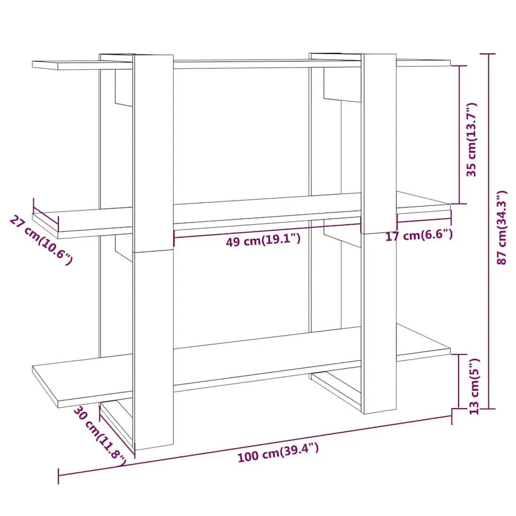 White Book Cabinet Room Divider Shelving Unit 100 x 30 x 87 cm
