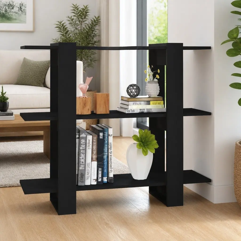 Book Cabinet Room Divider Shelving Unit Black 100 x 30 x 87 cm
