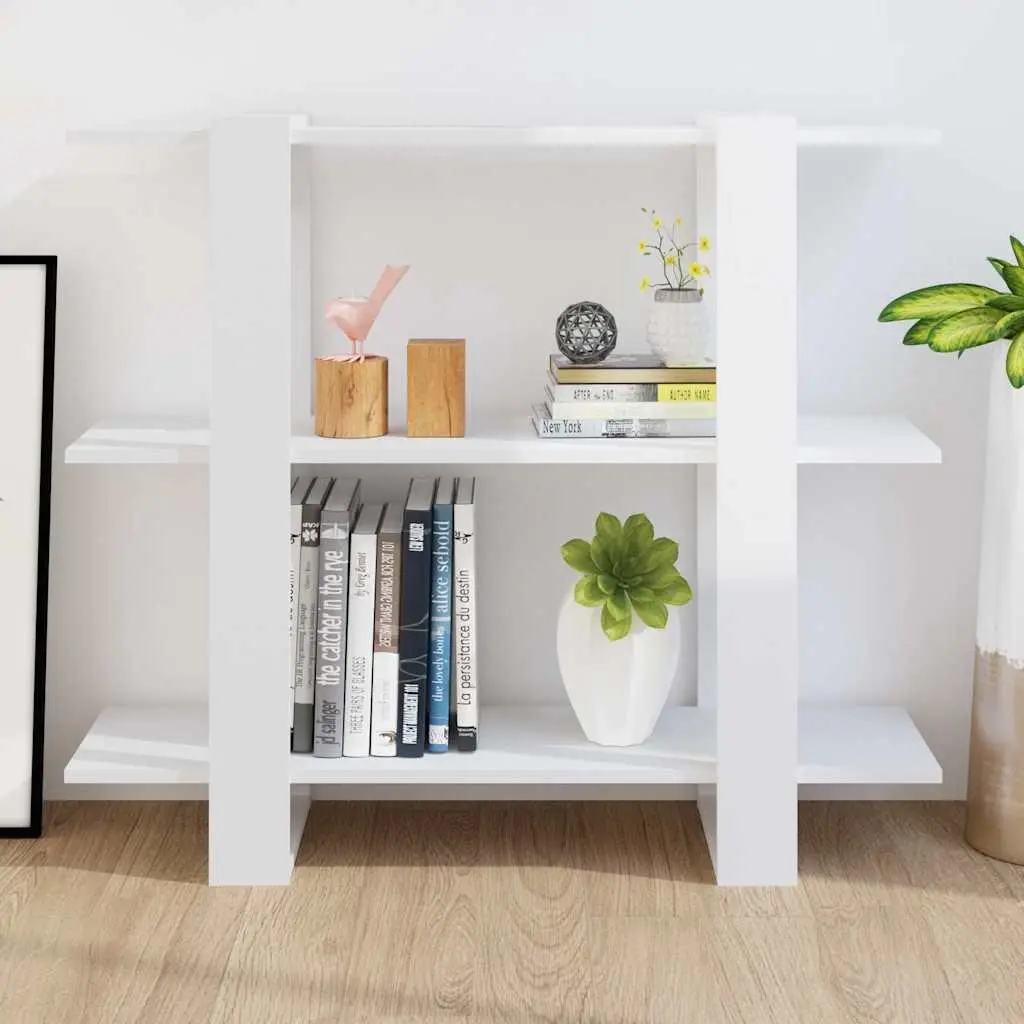 High Gloss White Book Cabinet Room Divider Storage Organiser 100W x 30D x 87H cm